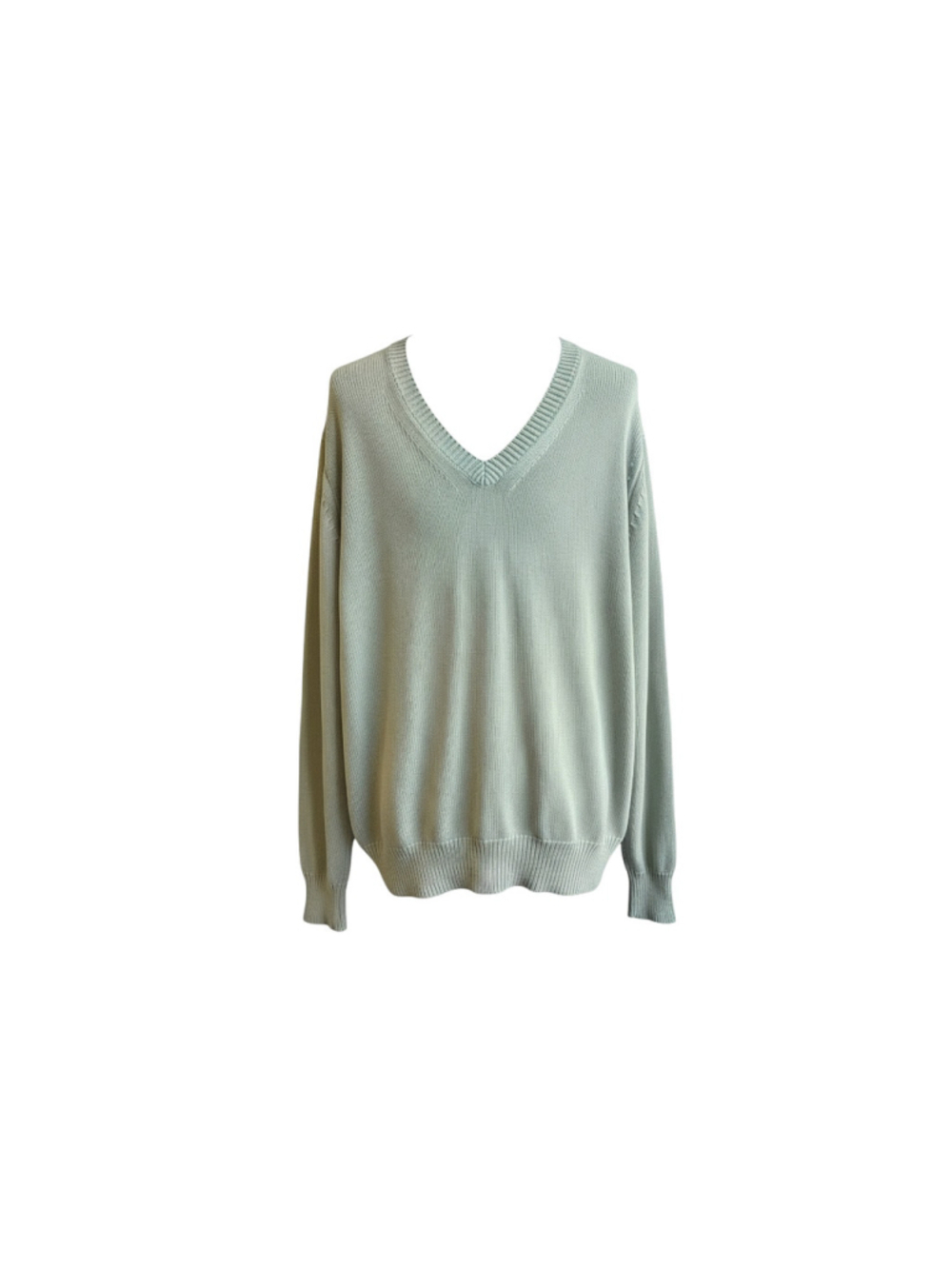 Men's Lands' End V-Neck Sweater M Light Green